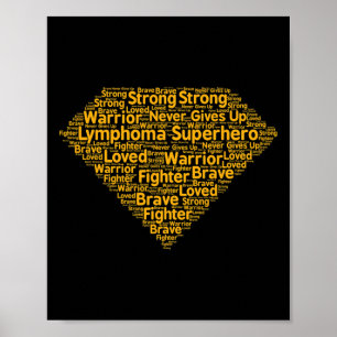 Lymphoma Superhero Childhood Cancer Awareness Mont Poster
