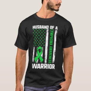 Lymphoma Suppor  Husband Of A Warrior American Fla T-Shirt