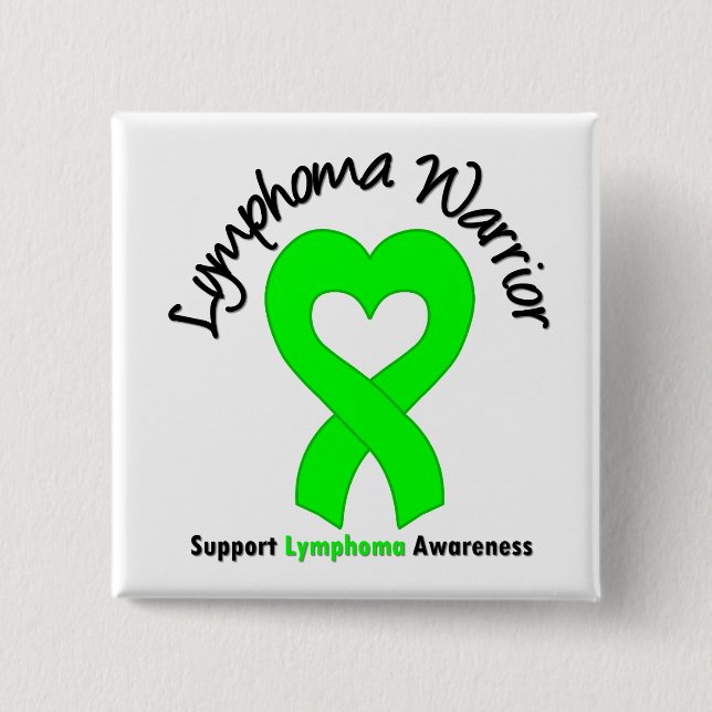 Lymphoma Warrior Heart 15 Cm Square Badge (Front)