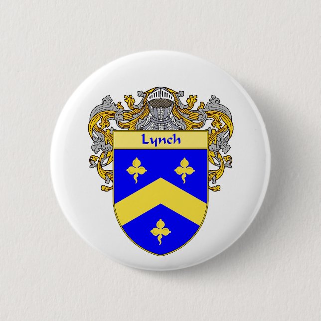 Lynch Coat of Arms (Mantled) 6 Cm Round Badge (Front)