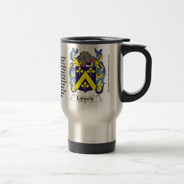 Lynch Family Coat of Arms on a Travel Mug (Right)