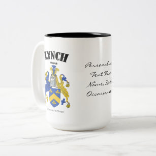 Lynch Family Crest, Translation & Meaning Two-Tone Coffee Mug