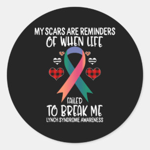 Lynch Syndrome Awareness Warrior Scars Reminders L Classic Round Sticker