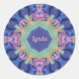 LYNDA ~ Pastel Abstract Kaleidoscope Pattern ~ Classic Round Sticker