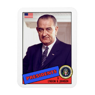 Lyndon B. Johnson Baseball Card Magnet