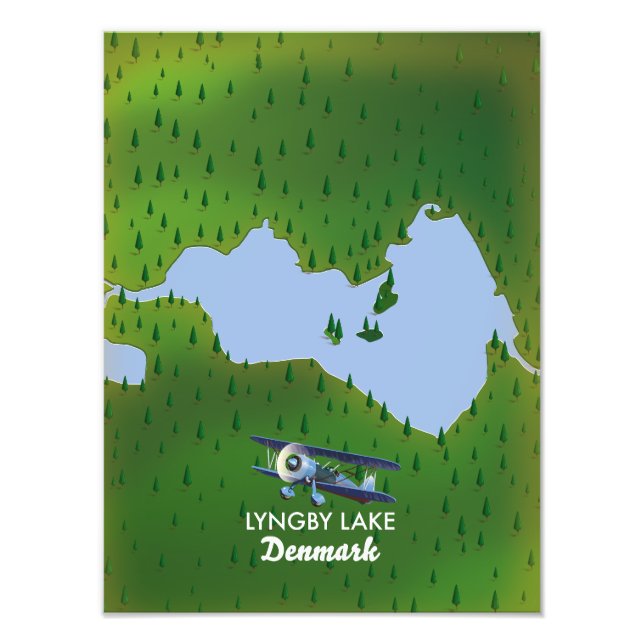 Lyngby Lake Denmark map Photo Print (Front)