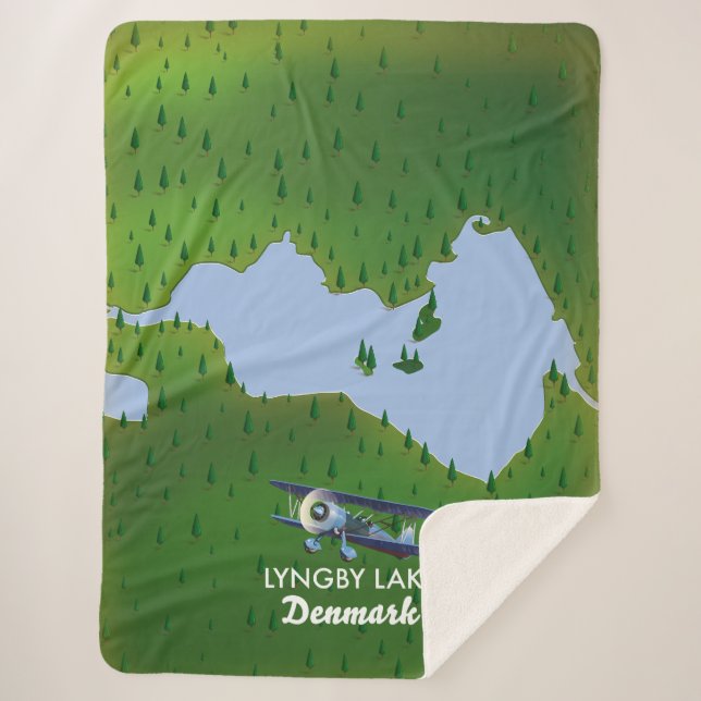 Lyngby Lake Denmark map Sherpa Blanket (Front)