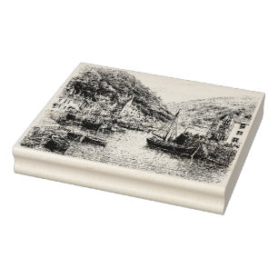 Lynmouth village, Devon Rubber Stamp