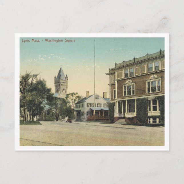 Lynn MA, Washington Square, 1909 Postcard (Front)