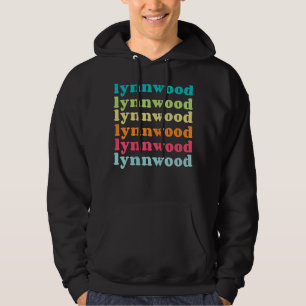 Lynnwood Washington WA Colourful Repeating Text Hoodie