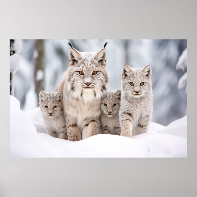 Lynx Animal Family Wandering Nature  Poster (Front)