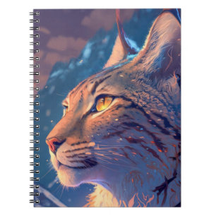 Lynx Animal Portrait Painting Wildlife Outdoors Notebook