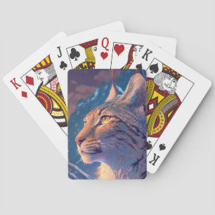 Lynx Animal Portrait Painting Wildlife Outdoors  Playing Cards