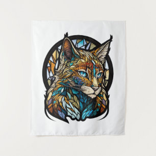 Lynx Animal Portrait Stained Glass Wildlife Forest Tapestry