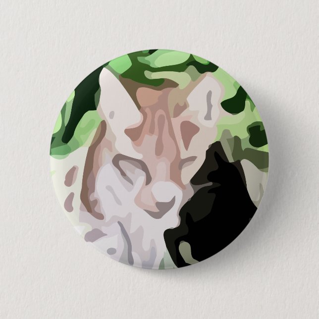 lynx cat painting 6 cm round badge (Front)