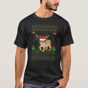 Lynx Cat Santa Hat Matching Ugly Lynx Christmas T-Shirt