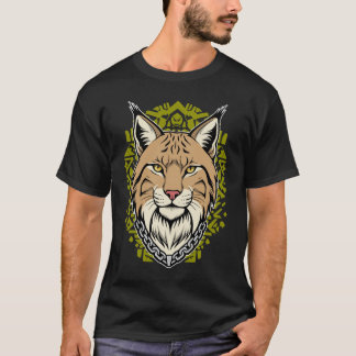 Lynx Head Minimalist Tribal Olive Green Streetwear T-Shirt