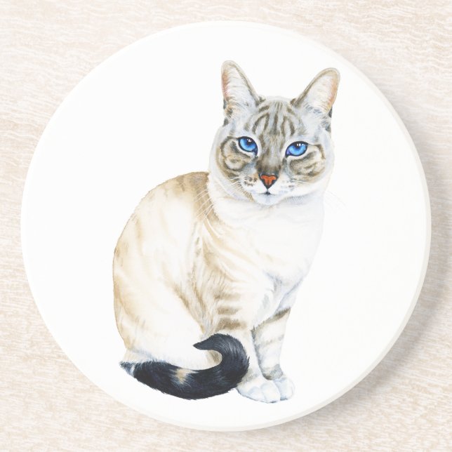 Lynx Point Siamese Cat Coaster (Front)