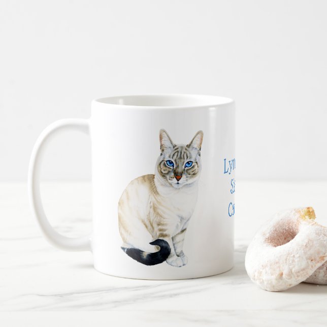 Lynx Point Siamese Cat Parent Customisable Coffee Mug (With Donut)