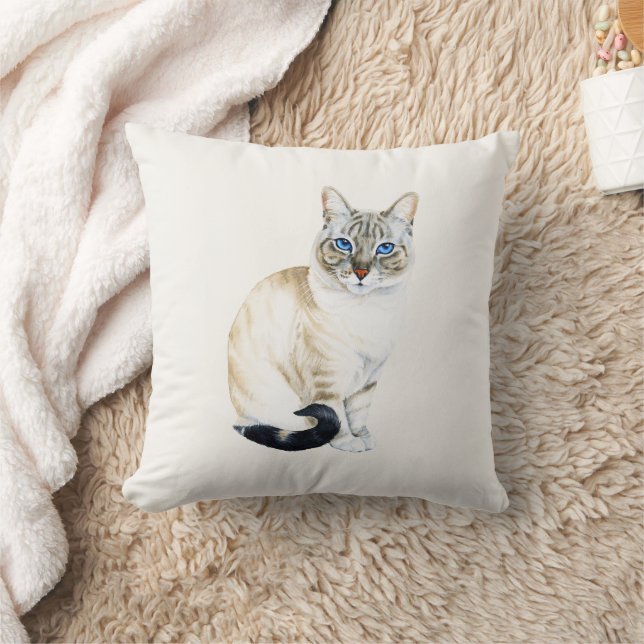 Lynx Point Siamese Cat Personalised Cushion (Blanket)