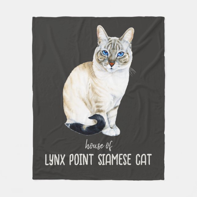 Lynx Point Siamese Cat Personalised Fleece Blanket (Front)