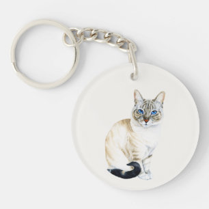 Lynx Point Siamese Cat Personalized Key Ring