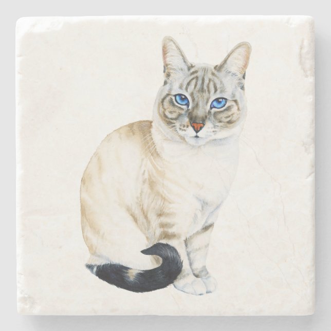 Lynx Point Siamese Cat Stone Coaster (Front)