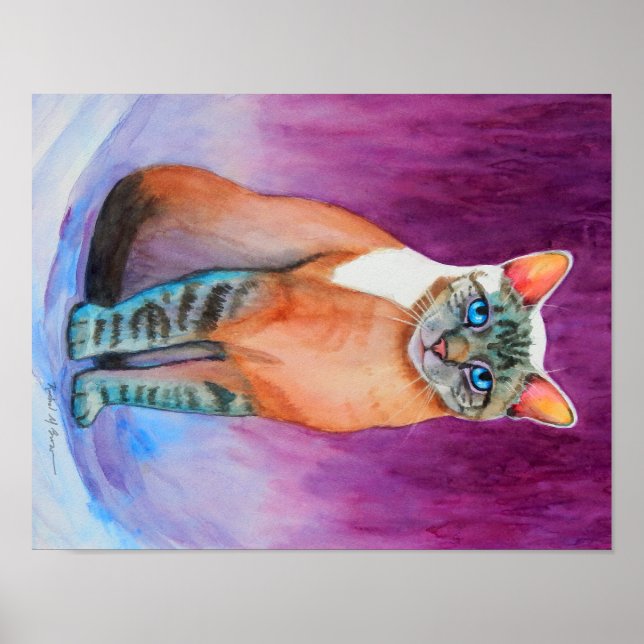 Lynx Point Siamese Cat Study Poster (Front)
