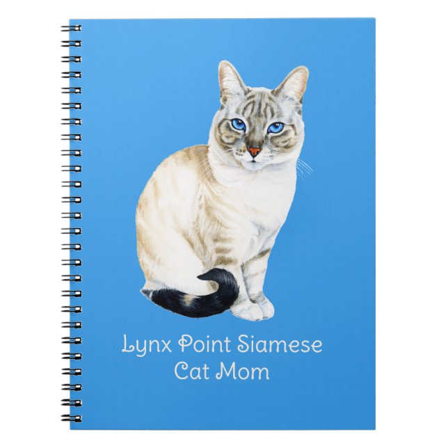 Lynx Point Siamese Cat Watercolor Notebook (Front)