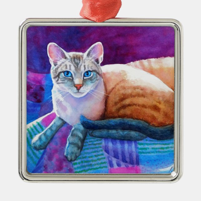 Lynx Point Siamese Cats Metal Ornament (Front)