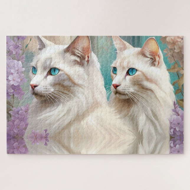 Lynx Point Siamese Portrait Art Jigsaw Puzzle (Horizontal)