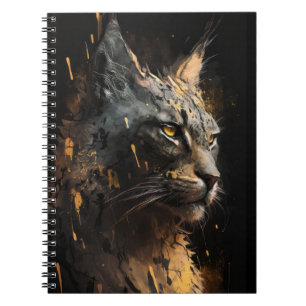 Lynx Portrait Animal Nature Wildlife Dark Painting Notebook