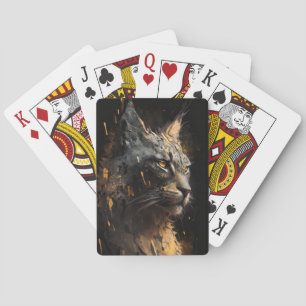 Lynx Portrait Animal Nature Wildlife Dark Painting Playing Cards