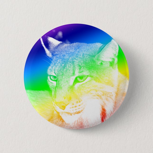 Lynx Rainbow Highlights 6 Cm Round Badge (Front)