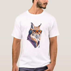 Lynx Wearing Hoodie Funny Cool Animal Character  T-Shirt