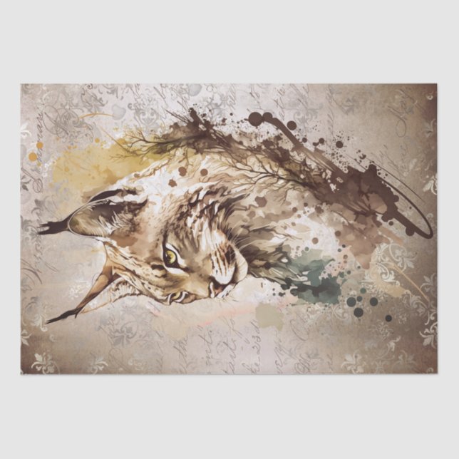 Lynx Wild Cat Watercolor Tissue Paper (Front)