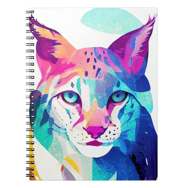 Lynx Wild Nature Animal Color Art Painting Notebook (Front)