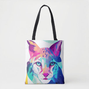 Lynx Wild Nature Animal Color Art Painting Tote Bag