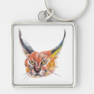 Lynx , wildlife drawing Key Ring