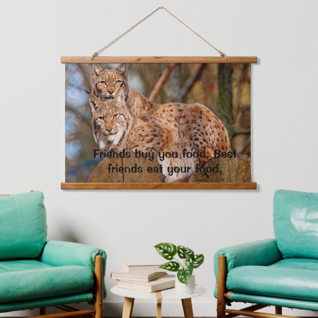 Lynxes on the top of a mountain standing hanging tapestry (Living Room)