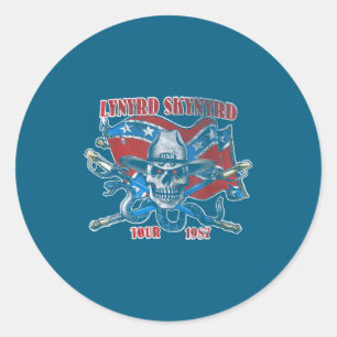 Lynyrd Skynyrd Tour 1987 Vintage Usa Flag Southern Classic Round Sticker