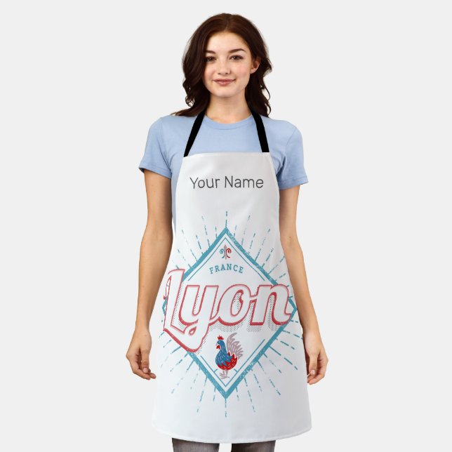 Lyon city France retro rooster vintage souvenir Apron (Worn)