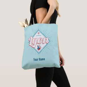 Lyon city France retro rooster vintage souvenir Tote Bag