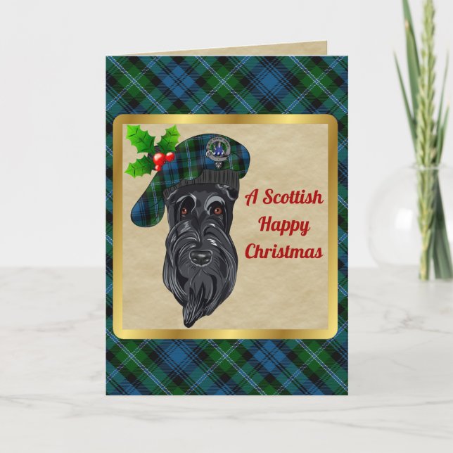 Lyon Clan Badge & Tartan Personalised Xmas Card (Front)