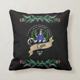Lyon Clan Badge & Tartan Thistle Cushion