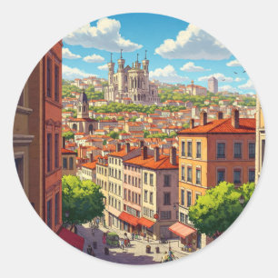 Lyon France Basilica Travel Classic Round Sticker