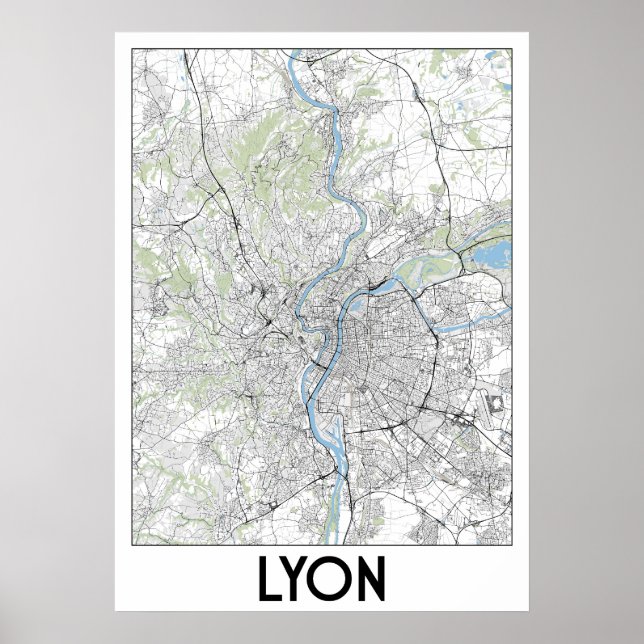 Lyon, France map Poster (Front)