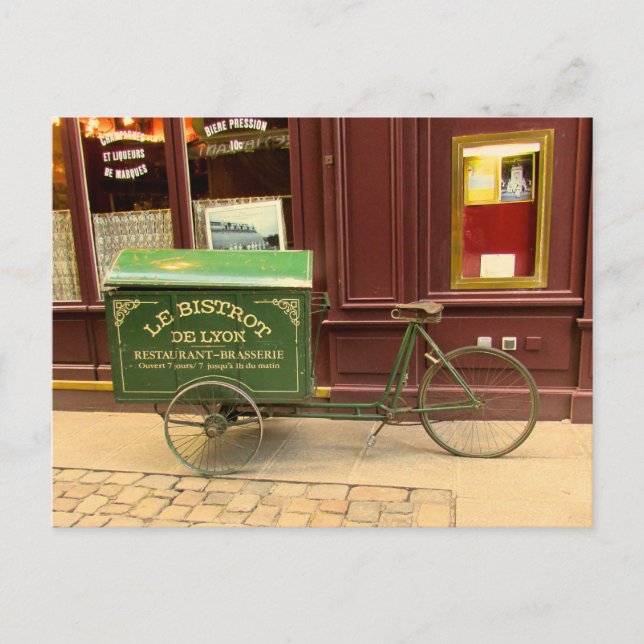 Lyon, France Postcard. Bicycle, Cobble Streets Postcard (Front)