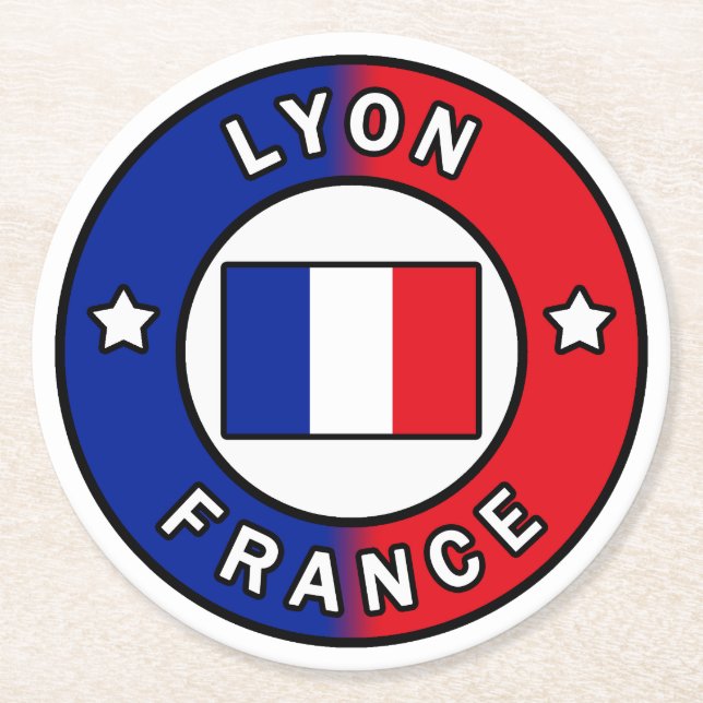 Lyon France Round Paper Coaster (Front)