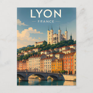 Lyon France Travel Riverside Gift Postcard